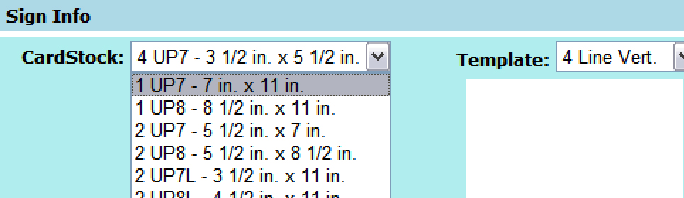 Choose Your Cardstock Size (1UP,2UP,4UP,9UP) - SignHarbor